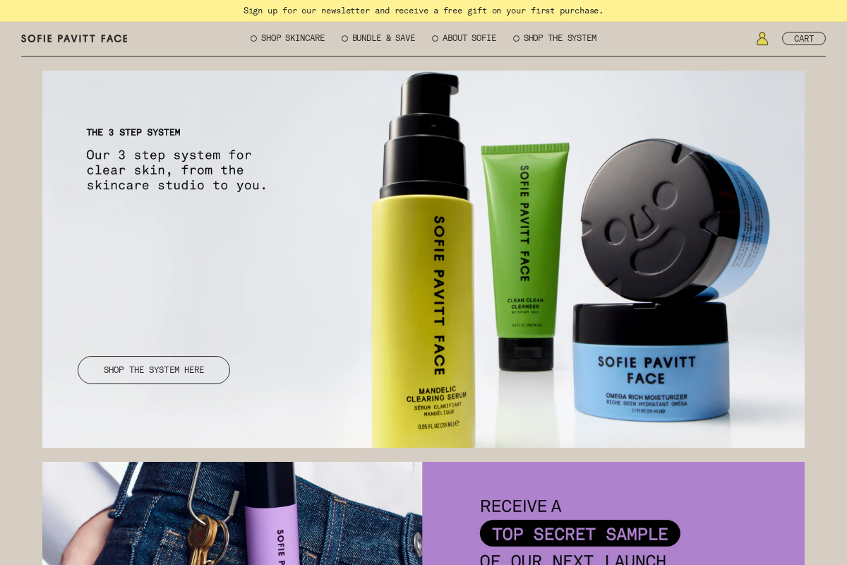 Sofie Pavitt Face homepage screenshot