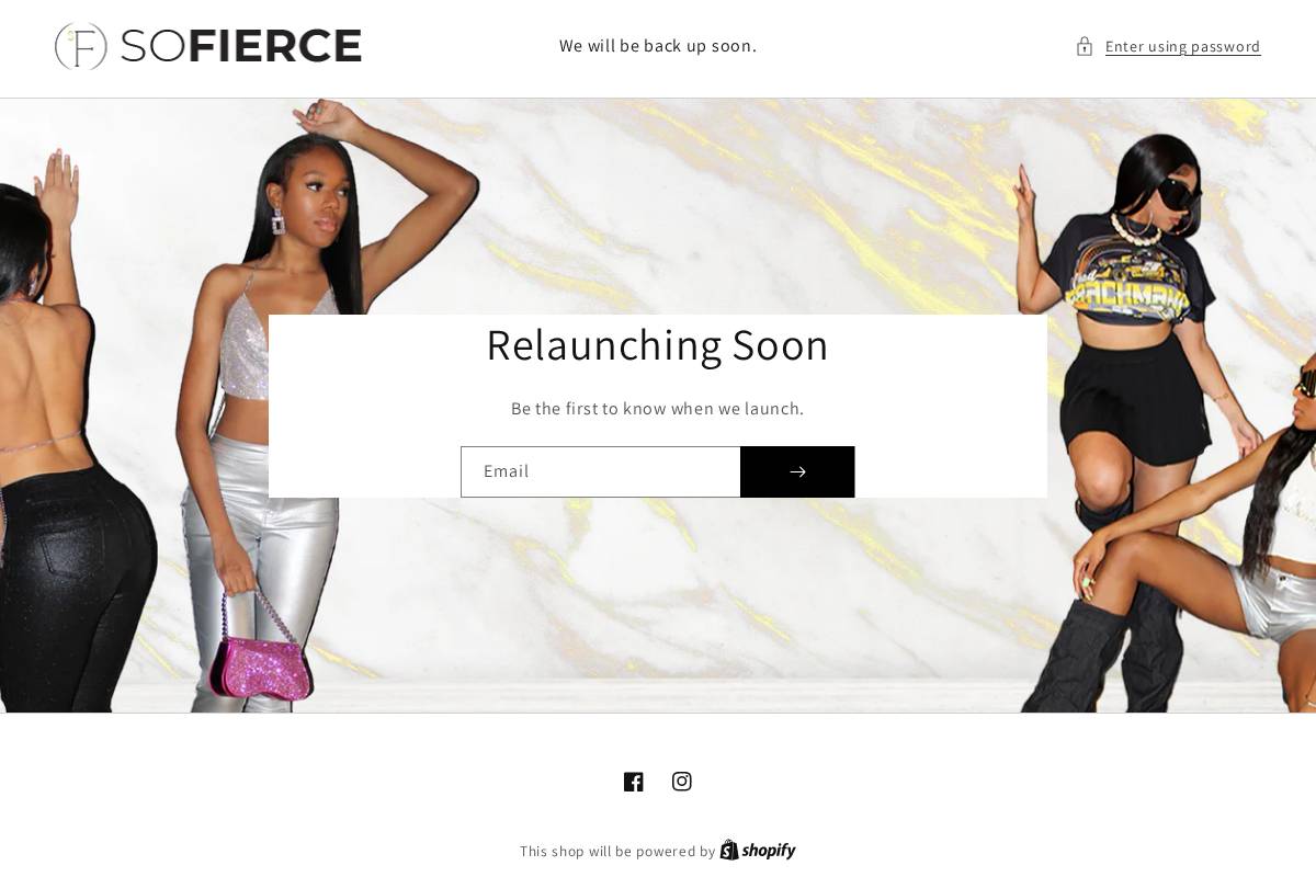 sofierceshop.com homepage screenshot