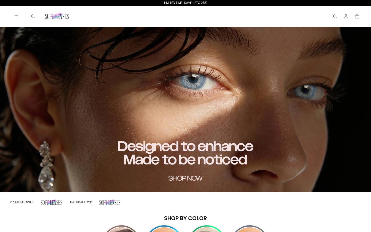 Softlenses homepage screenshot