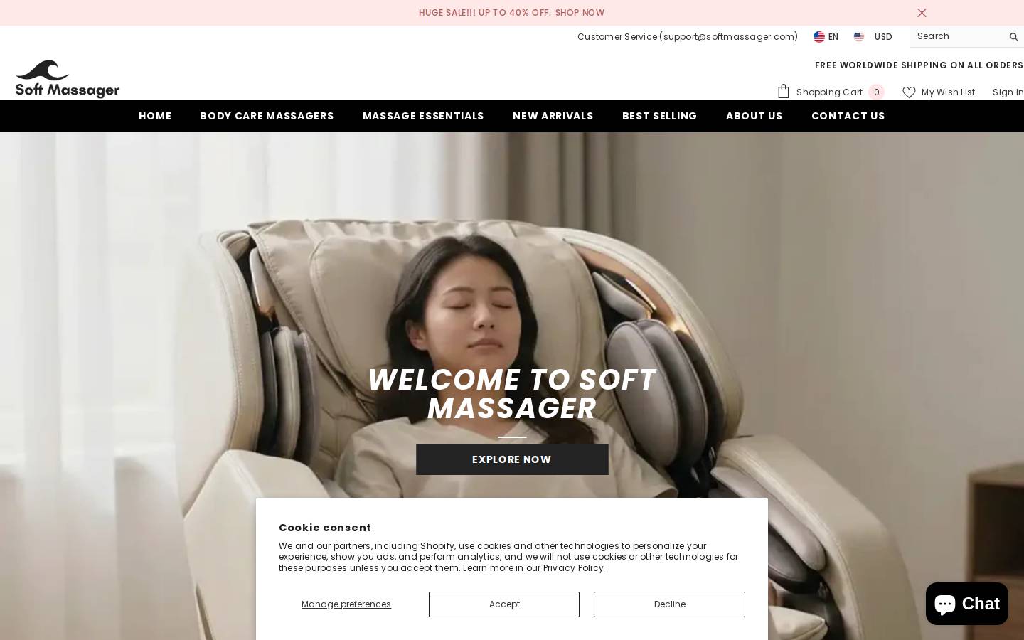 softmassager.com homepage screenshot