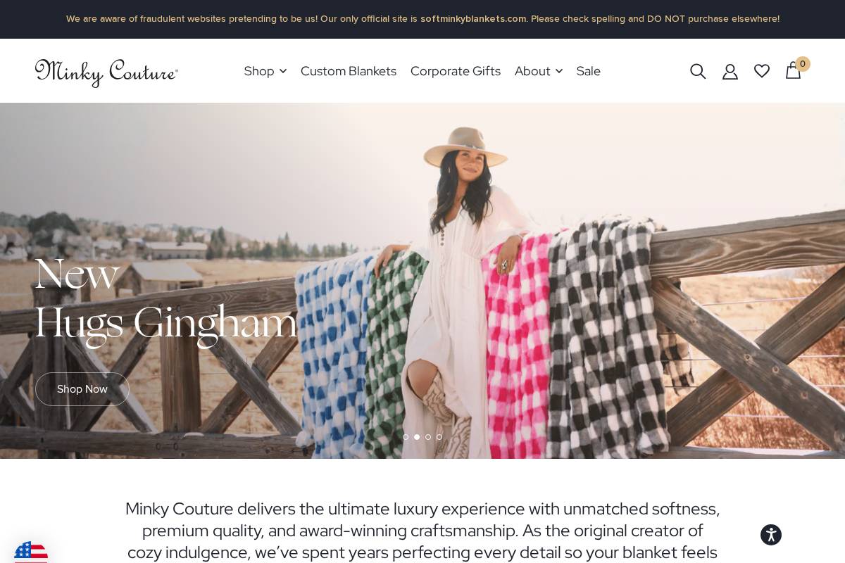 softminkyblankets.com homepage screenshot