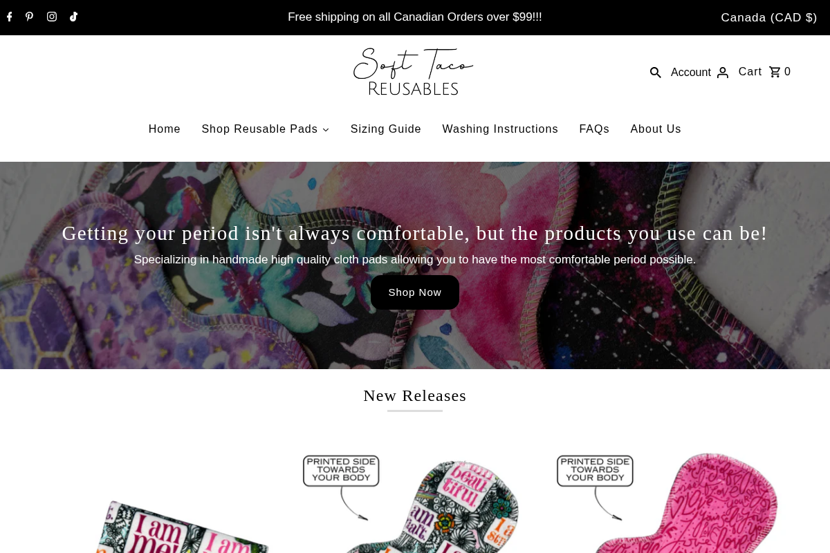 Soft Taco Reusables homepage screenshot