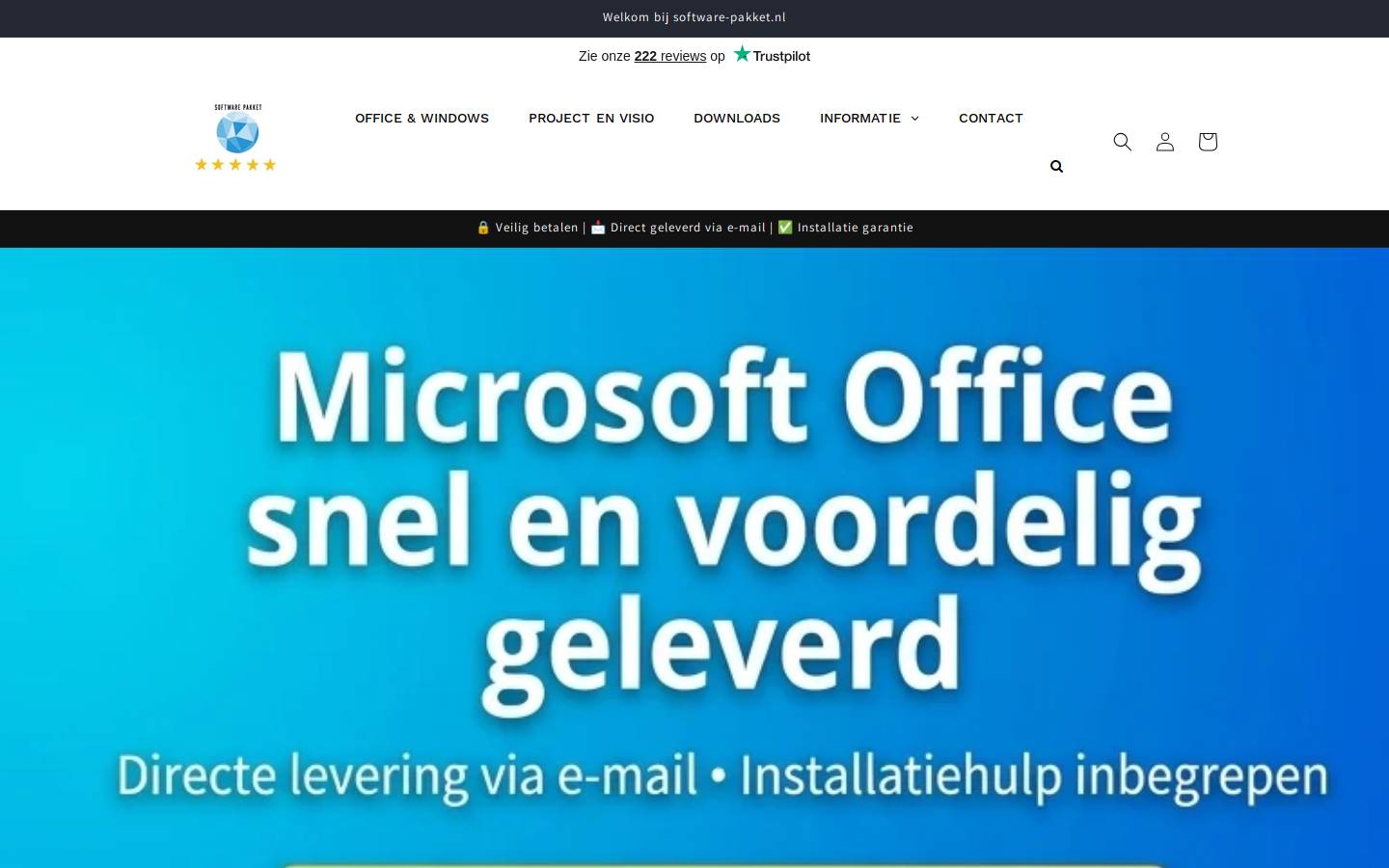 Software Pakket homepage screenshot