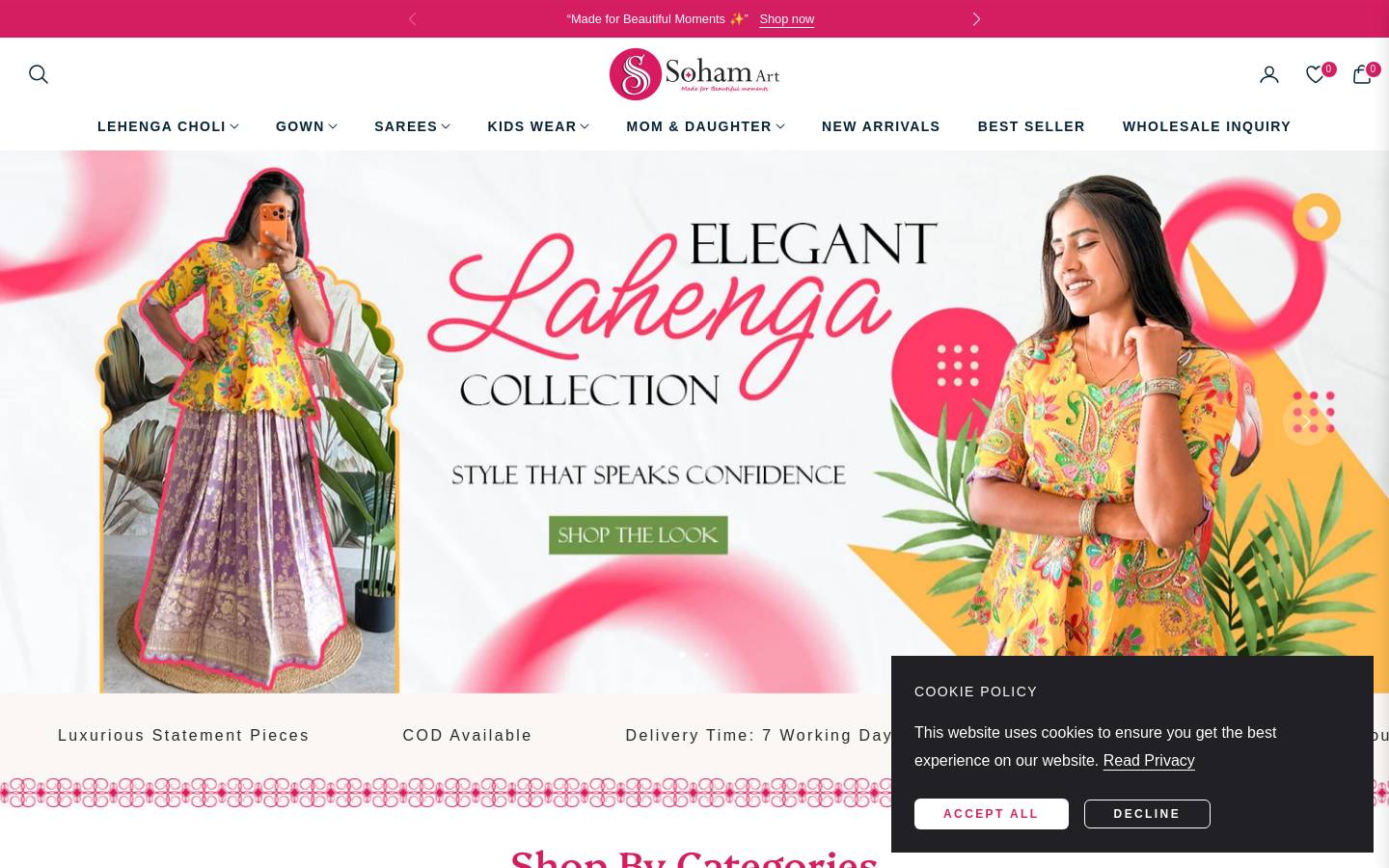 sohamart.in homepage screenshot