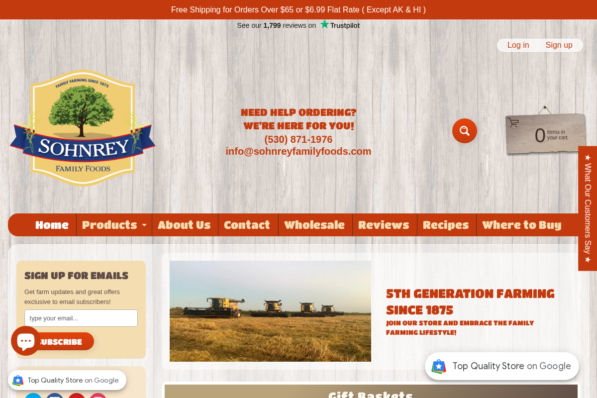 Sohnrey Family Foods homepage screenshot