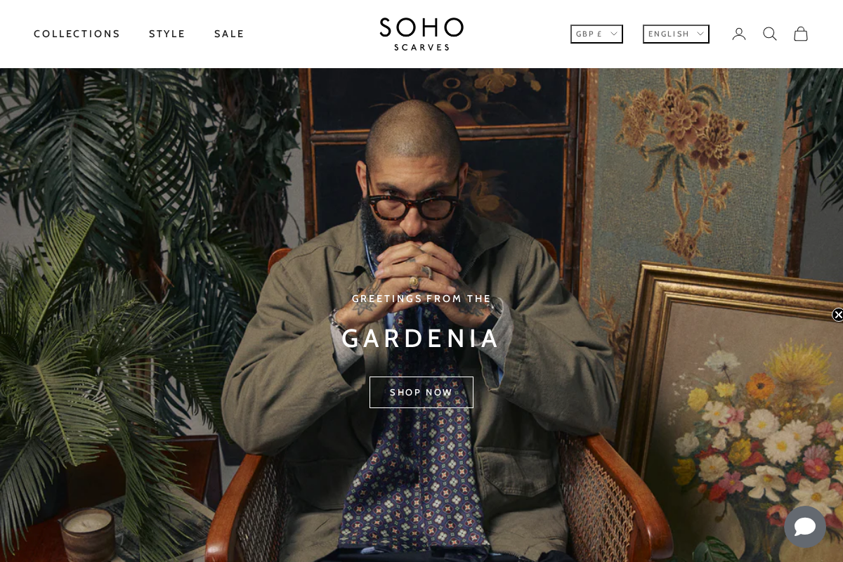 soho-scarves.com homepage screenshot