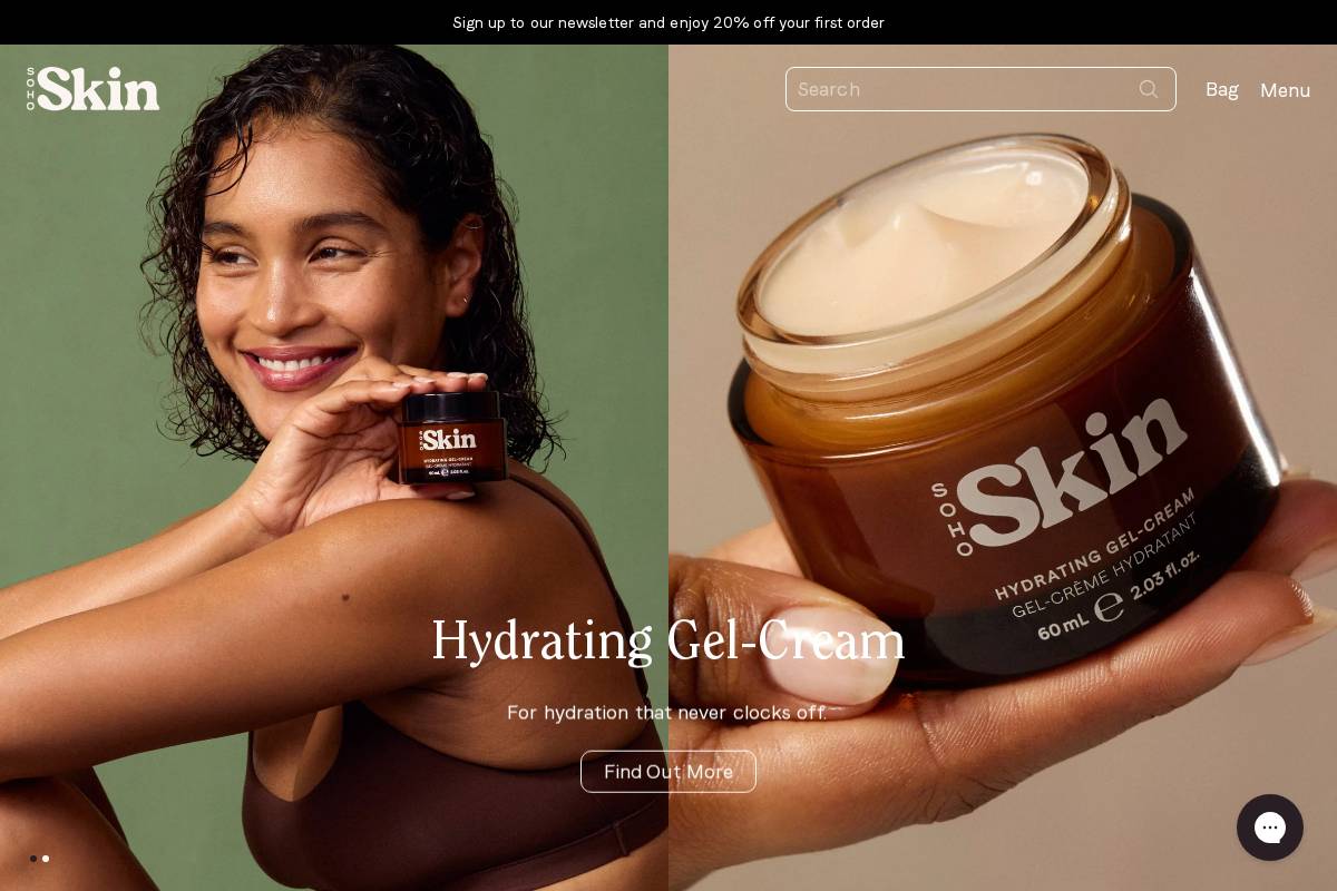 sohoskin.com homepage screenshot