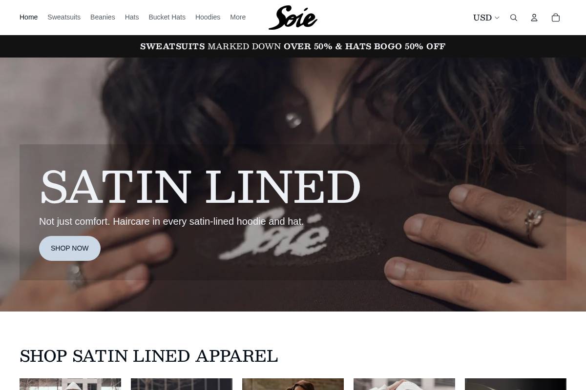 soieapparel.com homepage screenshot
