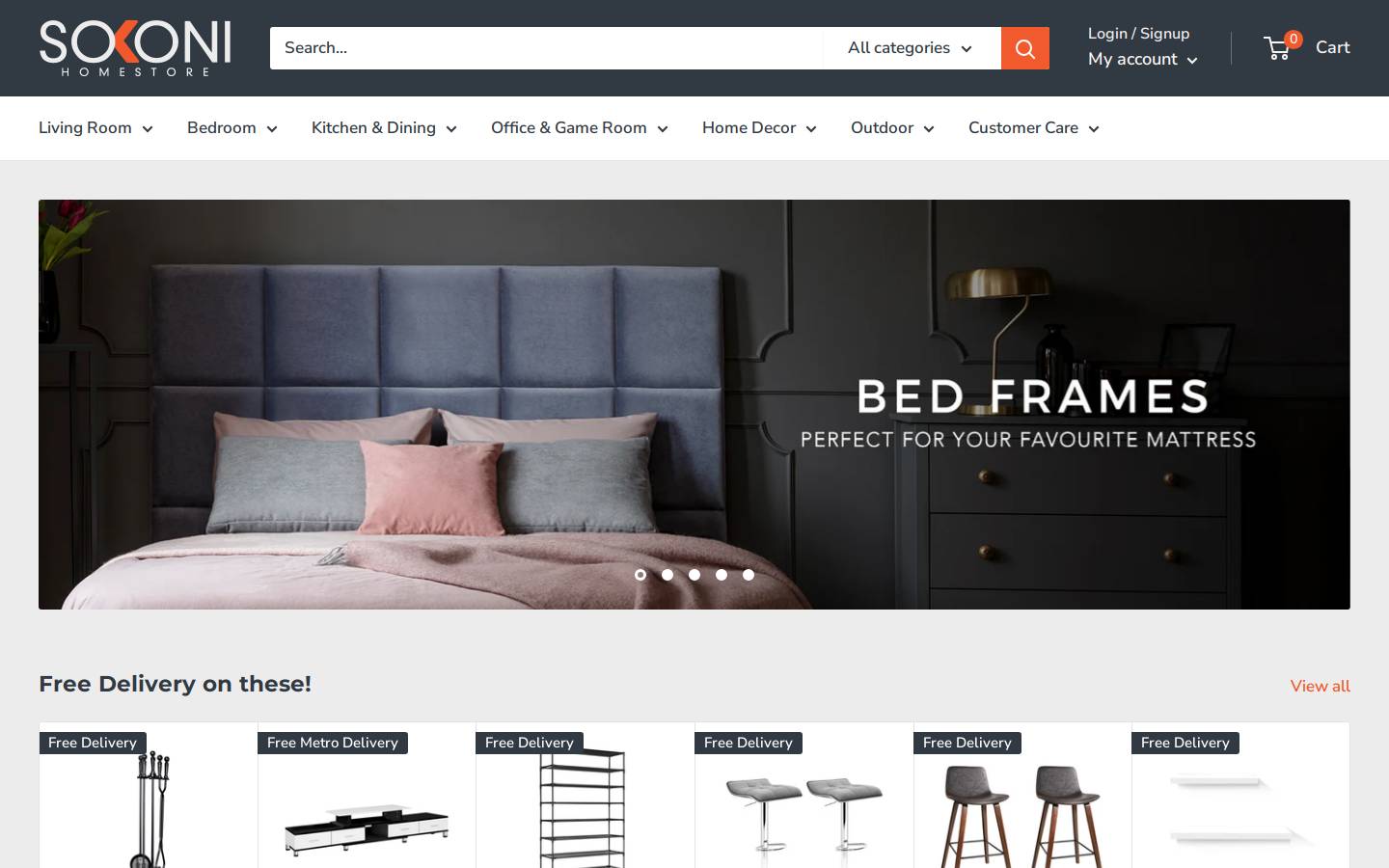 Sokoni Homestore homepage screenshot