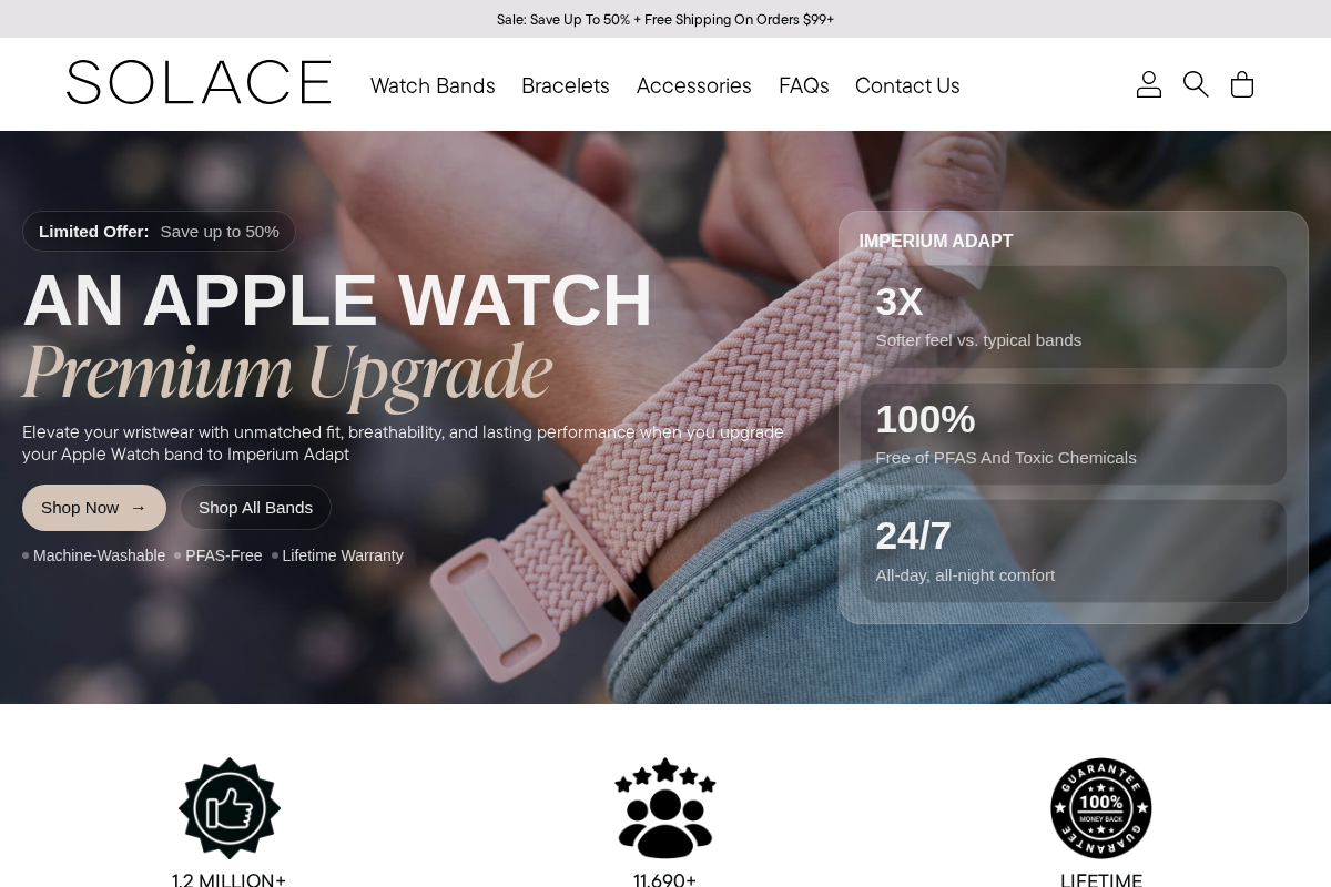 solacebands.com homepage screenshot