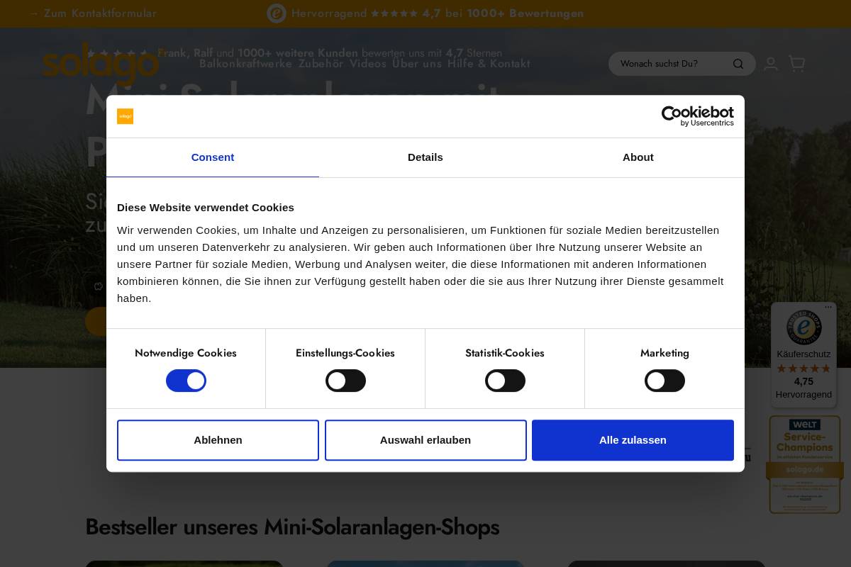 solago.de homepage screenshot