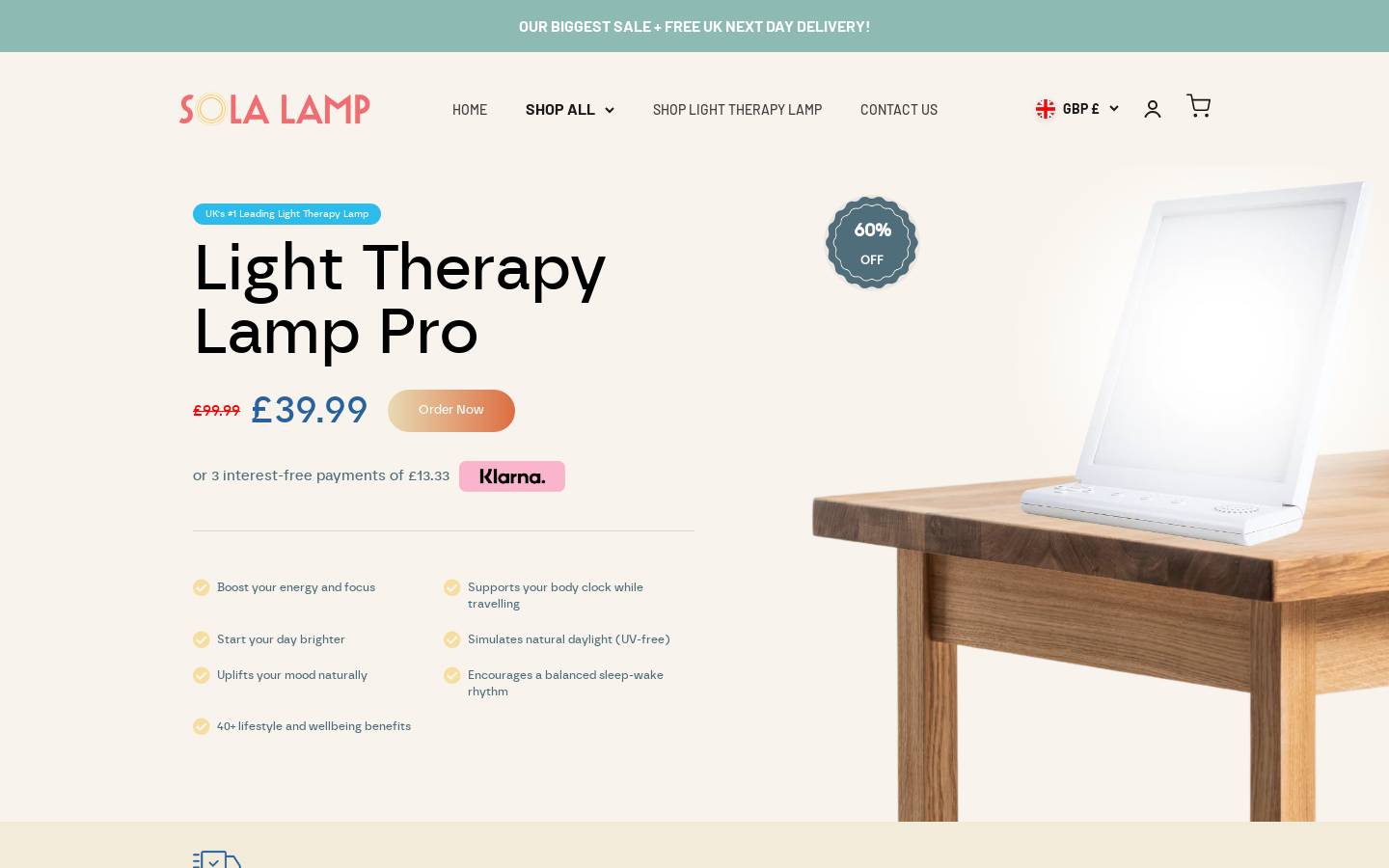 Sola Lamp homepage screenshot