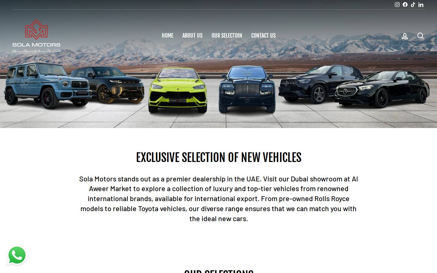 solamotors.net homepage screenshot