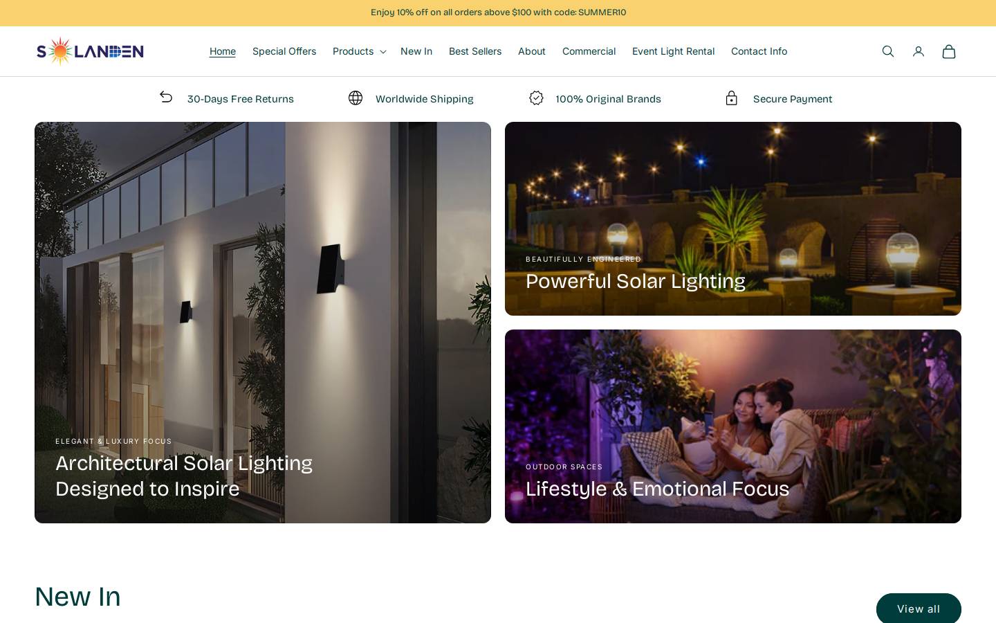 solanden.com homepage screenshot