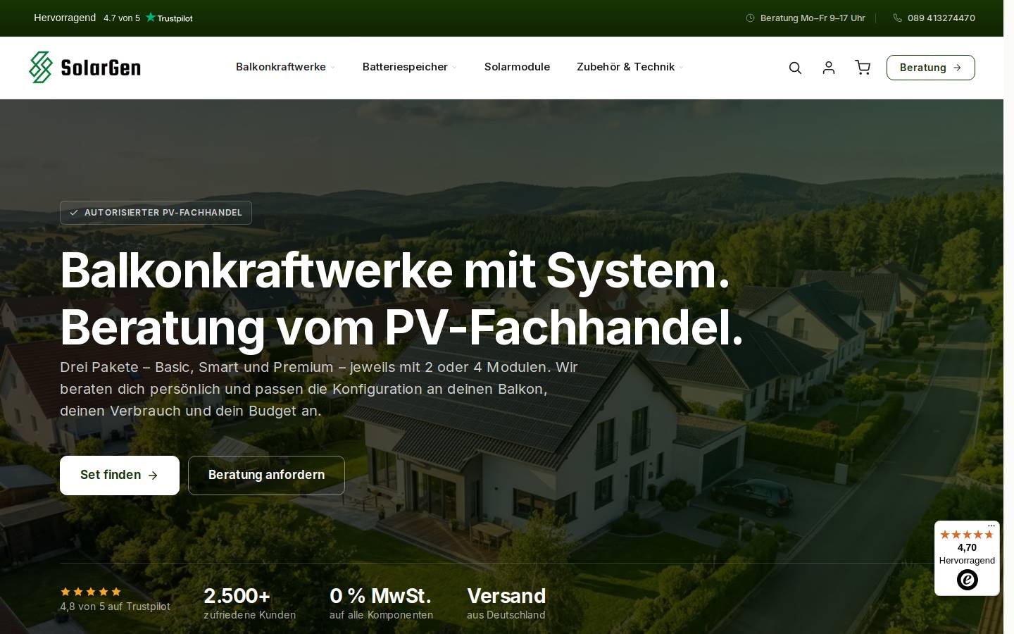 SolarGen GmbH homepage screenshot
