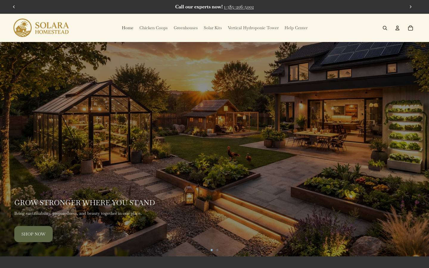 solarahomestead.com homepage screenshot