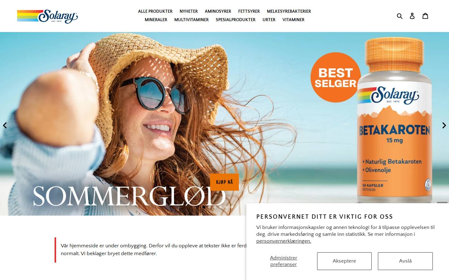 Solaray homepage screenshot