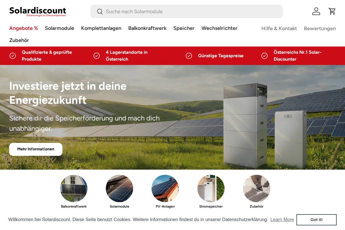 solardiscount.at homepage screenshot