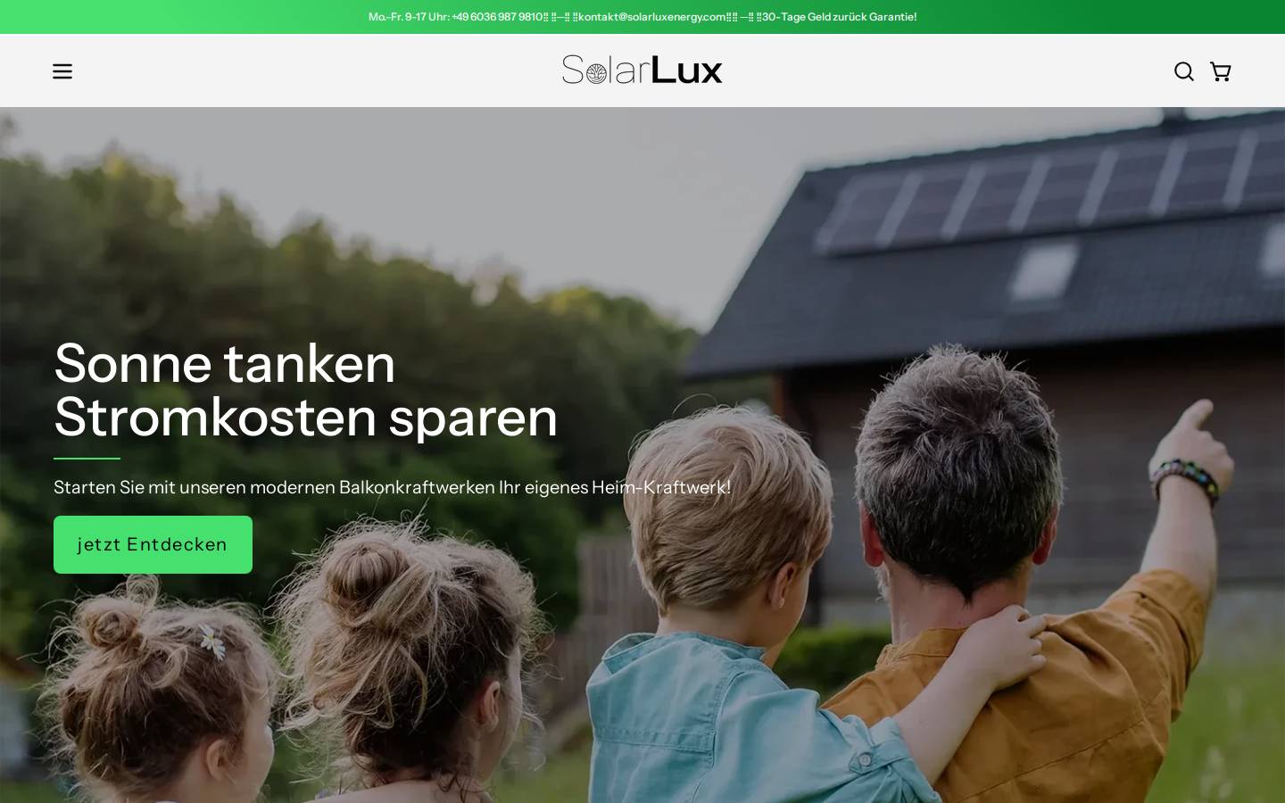 solarluxenergy.com homepage screenshot