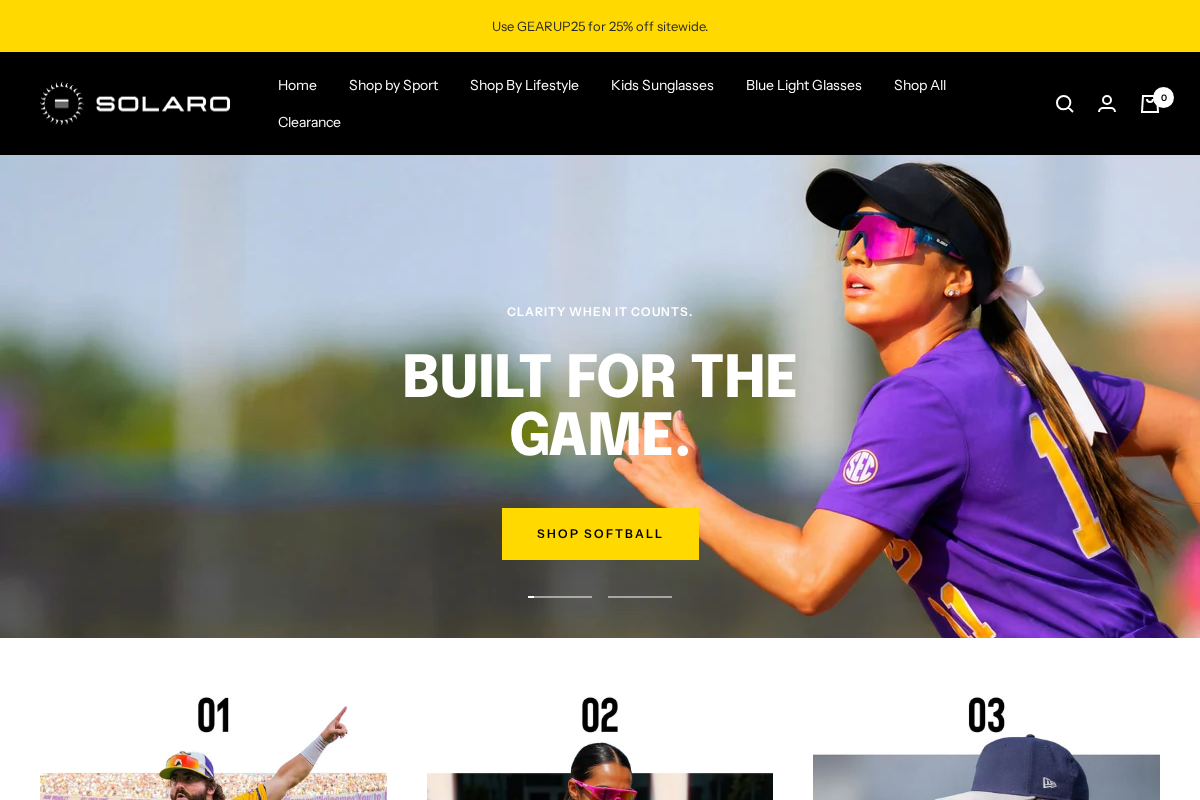 Solaro Shades homepage screenshot