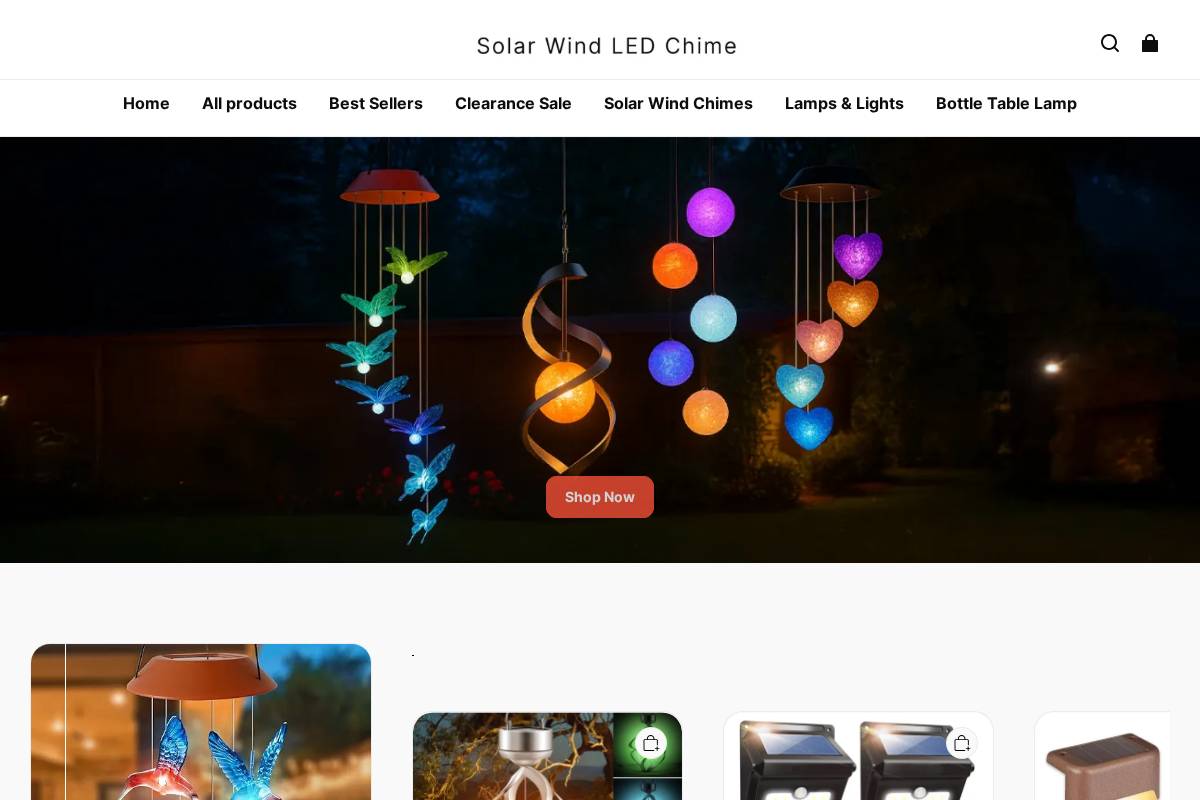 solarwindledchime.com homepage screenshot