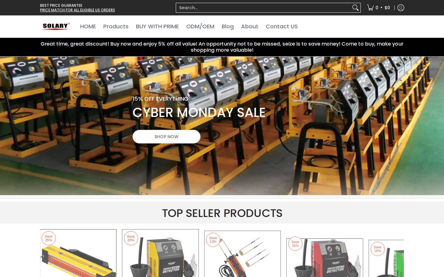 Solary Electricals homepage screenshot