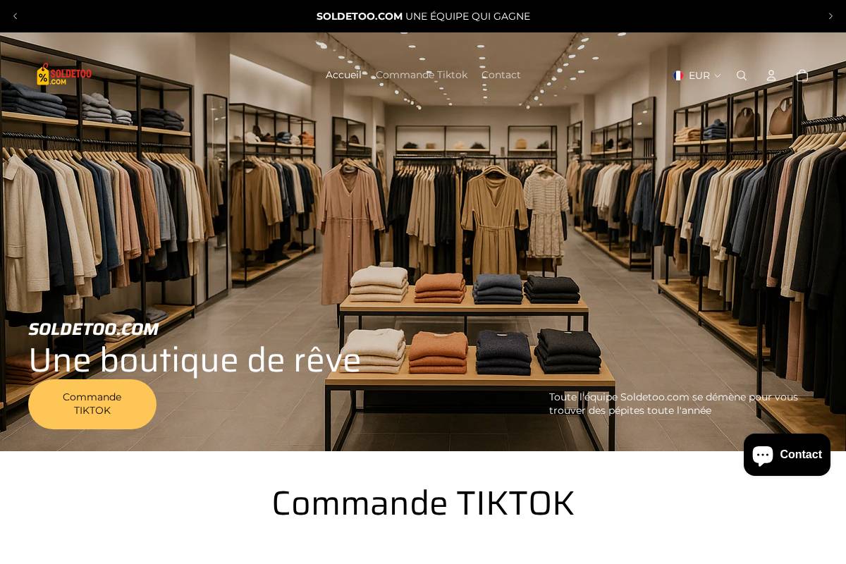 soldetoo.com homepage screenshot