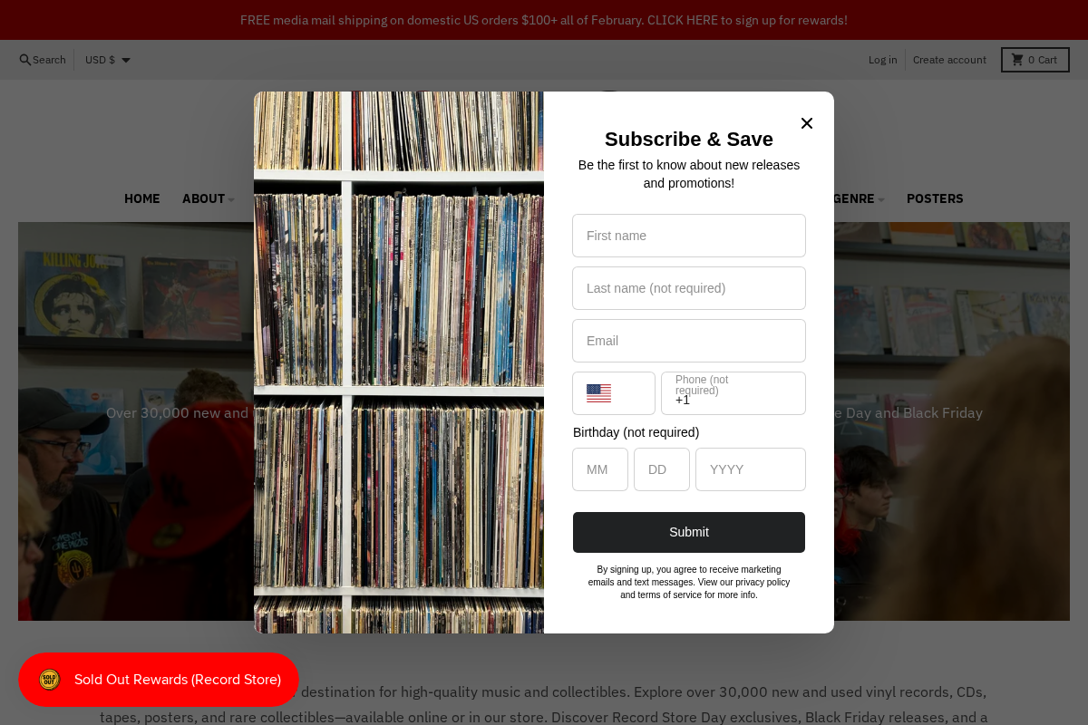 soldoutvinylrecords homepage screenshot