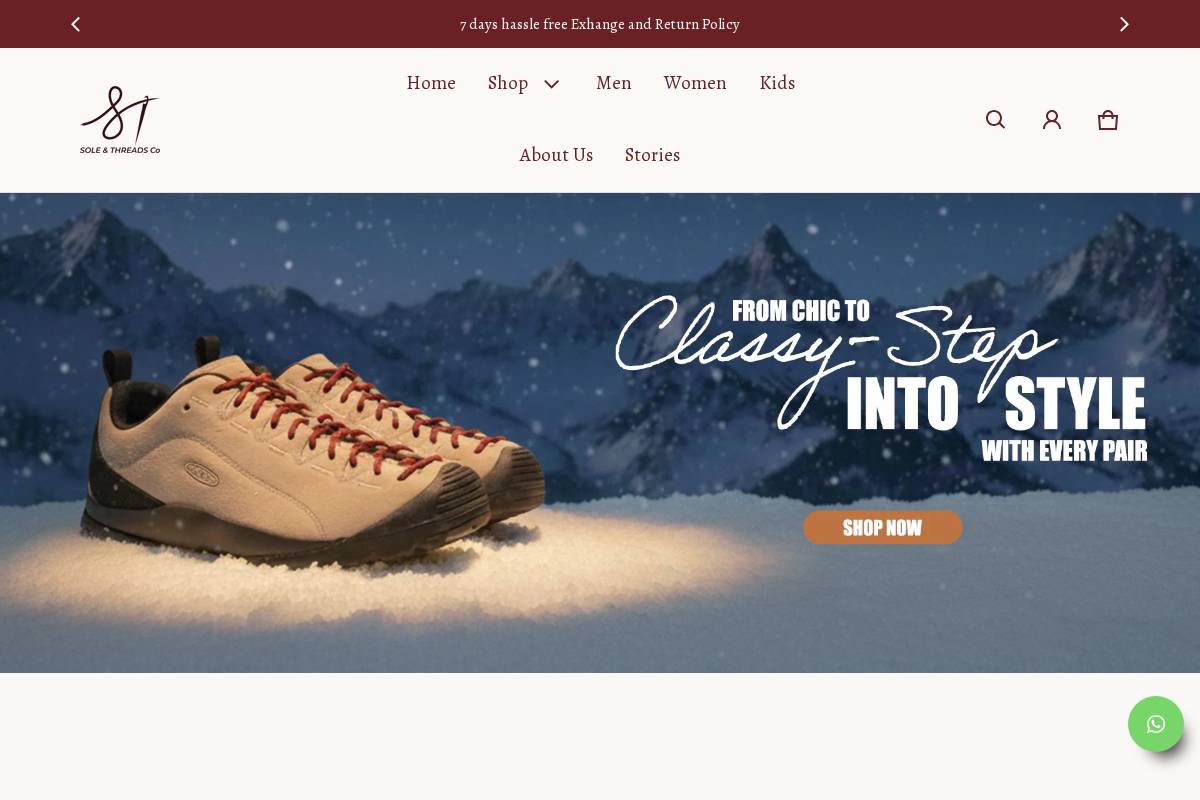 soleandthreads.in homepage screenshot