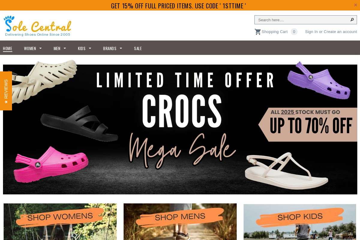 solecentral.com.au homepage screenshot