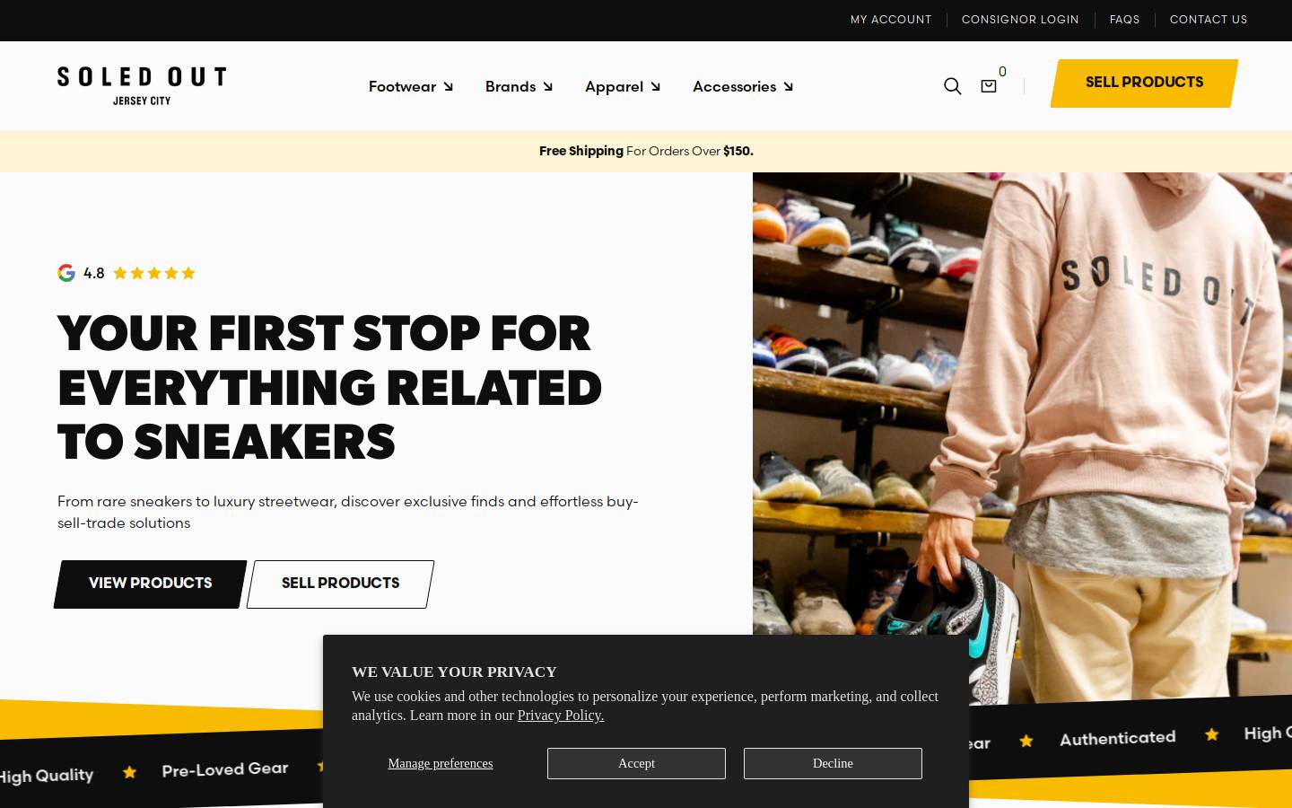 SOLED OUT JC homepage screenshot
