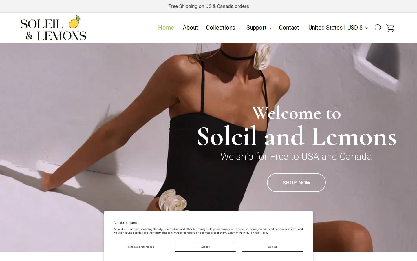 Soleilandlemons homepage screenshot