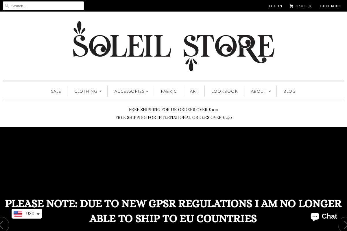 SoleilStore homepage screenshot