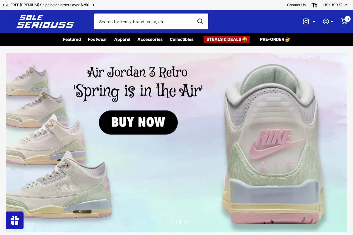 SOLE SERIOUSS homepage screenshot