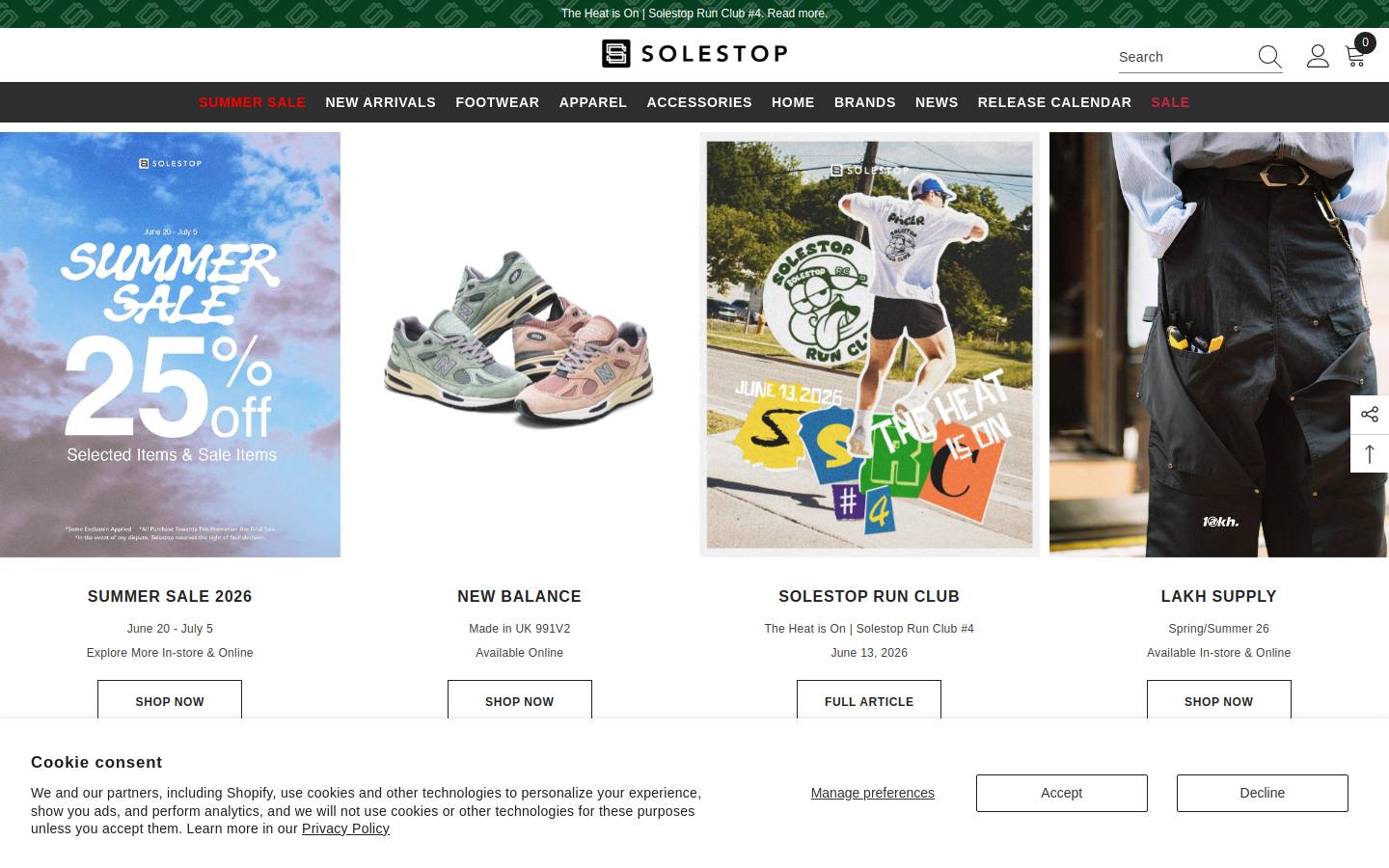 Solestop homepage screenshot