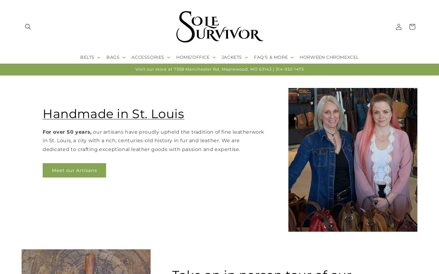 solesurvivorleather.com homepage screenshot