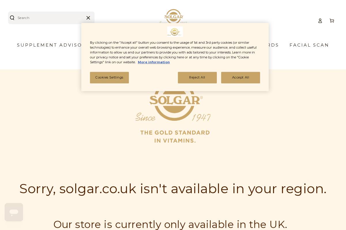 Solgar homepage screenshot