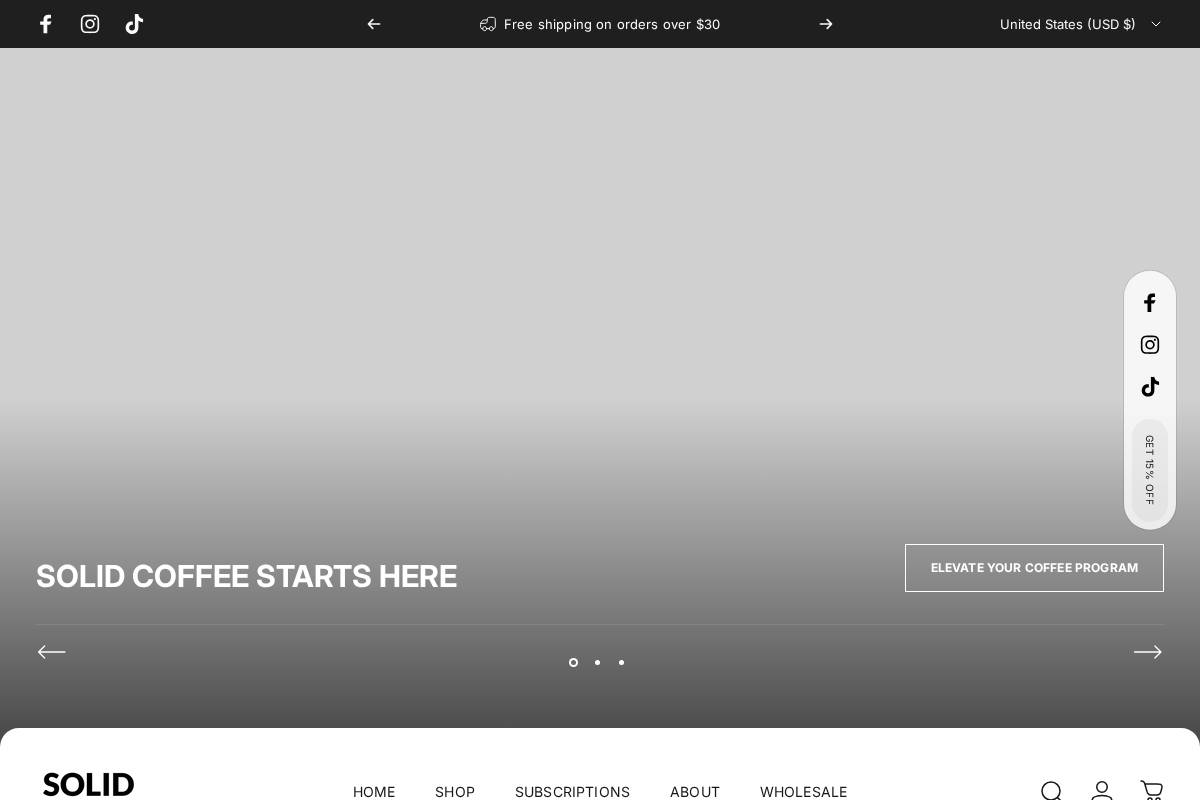 solidcoffeeroasters.com homepage screenshot