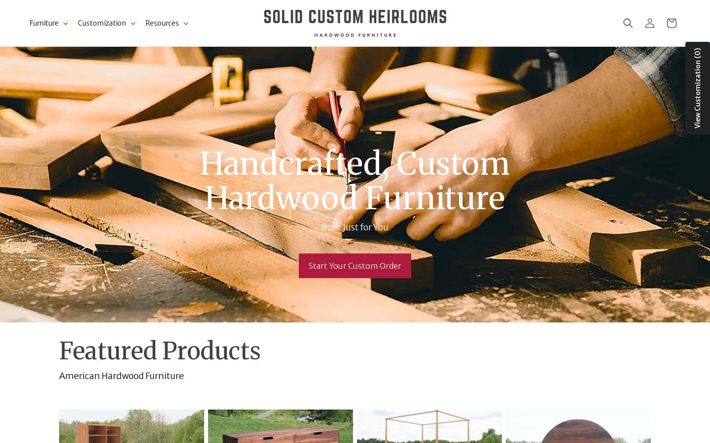 solidcustomheirlooms.com homepage screenshot