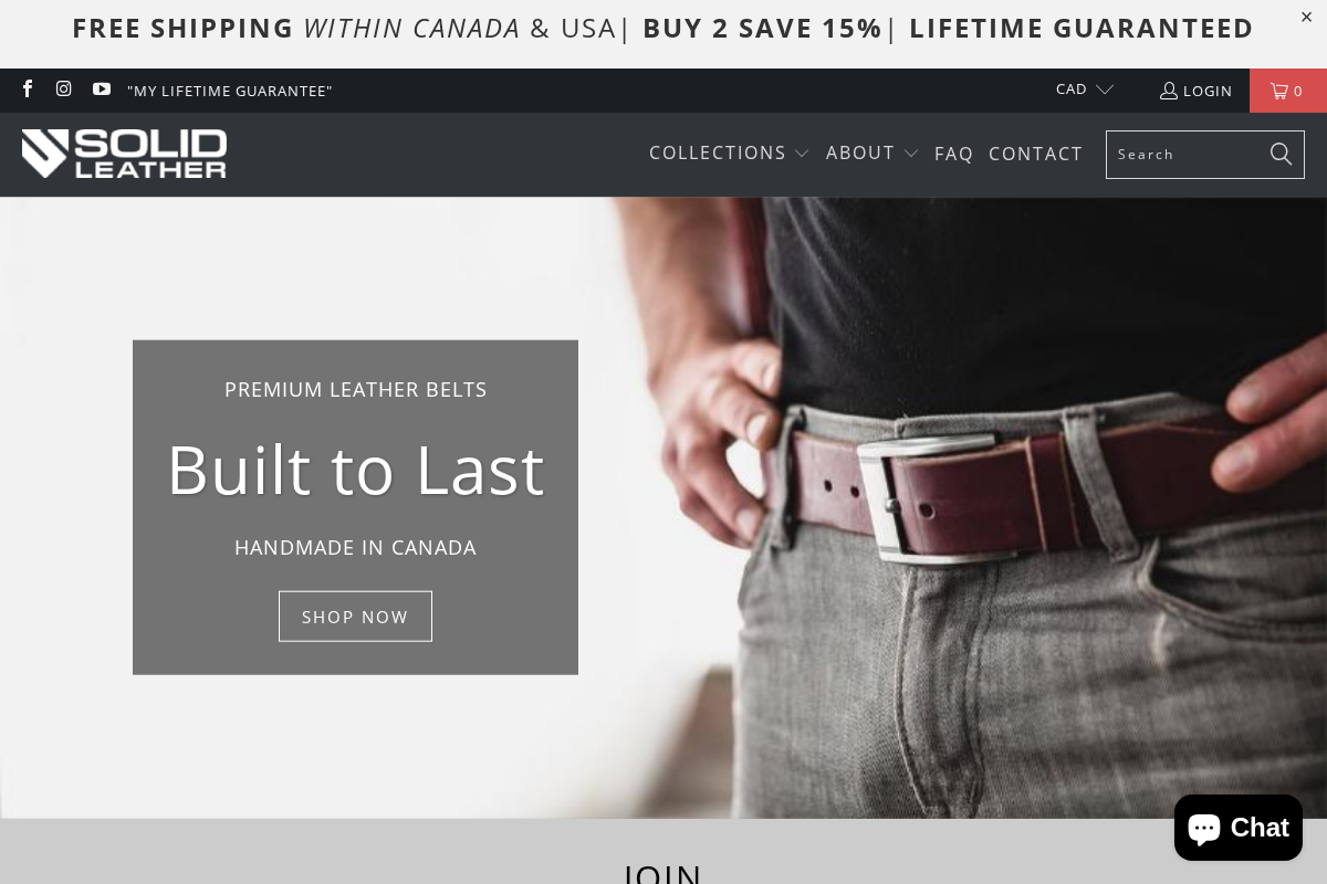 Solid Leather homepage screenshot