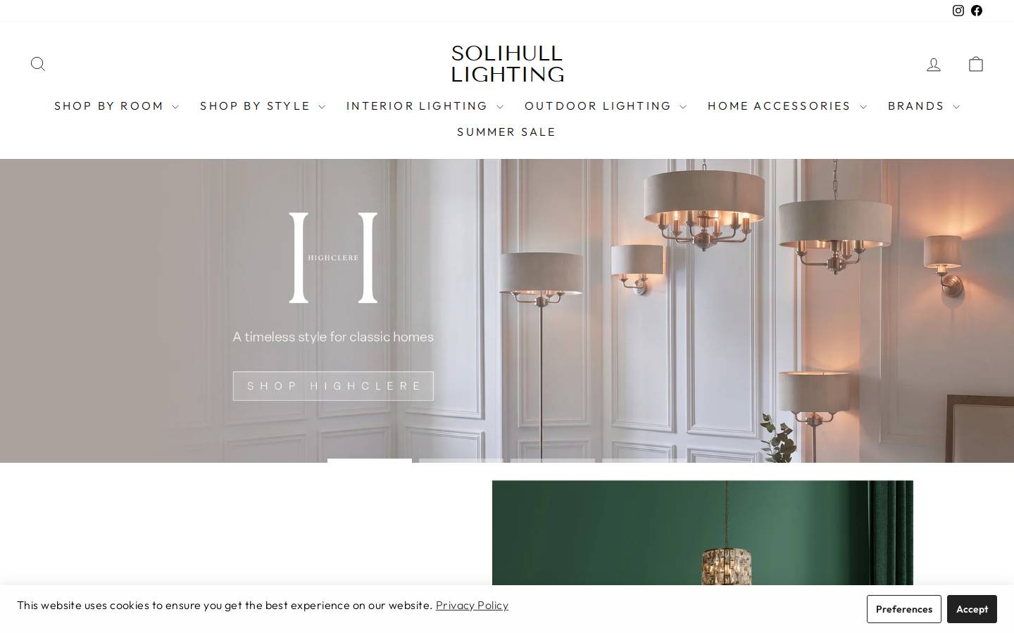 Solihull Lighting homepage screenshot