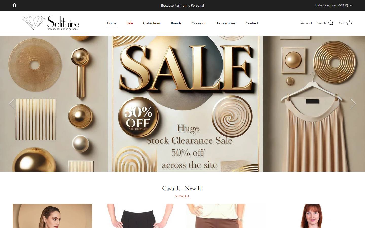 solitairefashions.co.uk homepage screenshot
