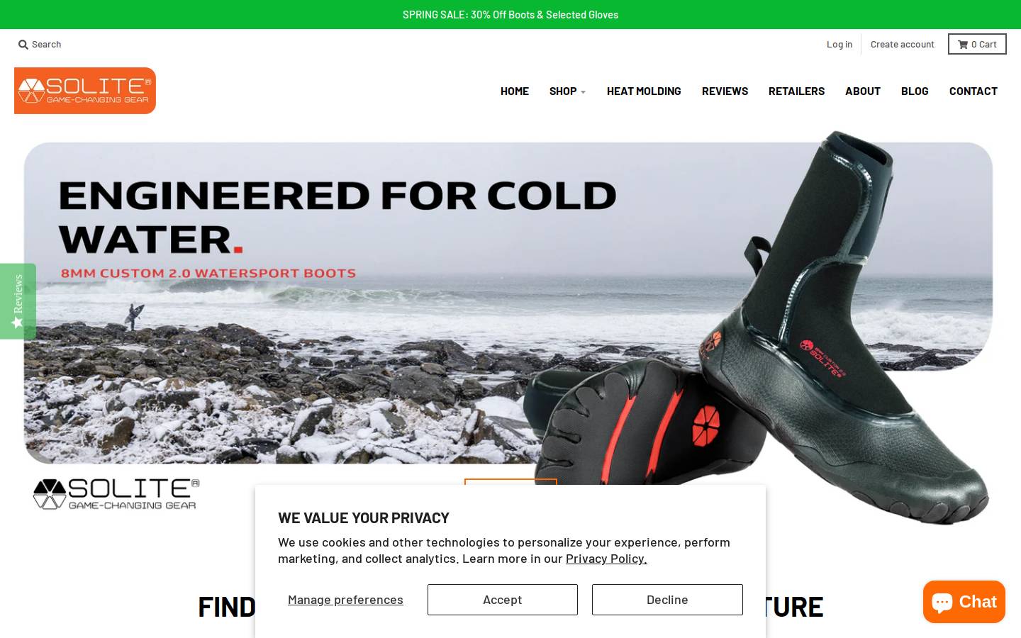 soliteboots.com homepage screenshot
