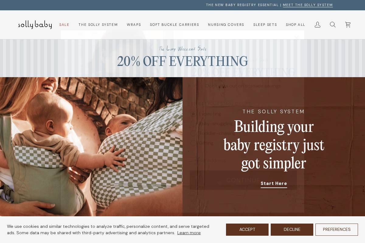 sollybaby.com homepage screenshot