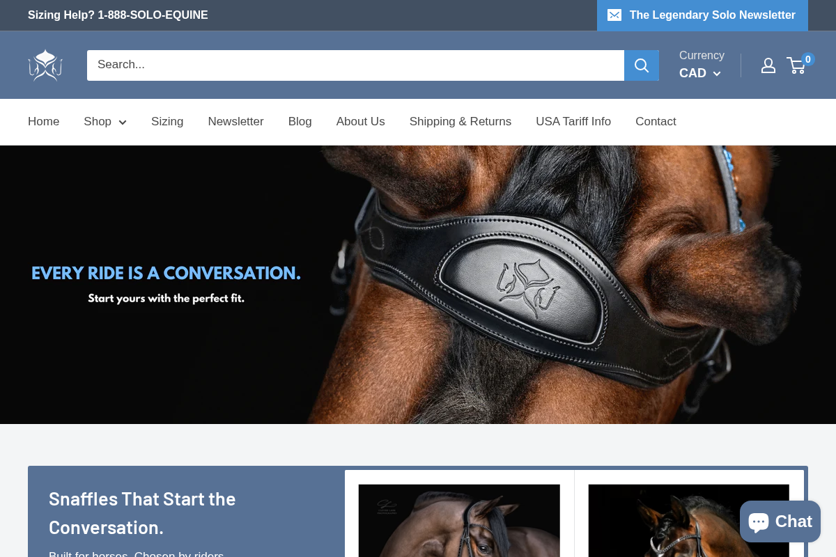 Solo Equine Inc homepage screenshot