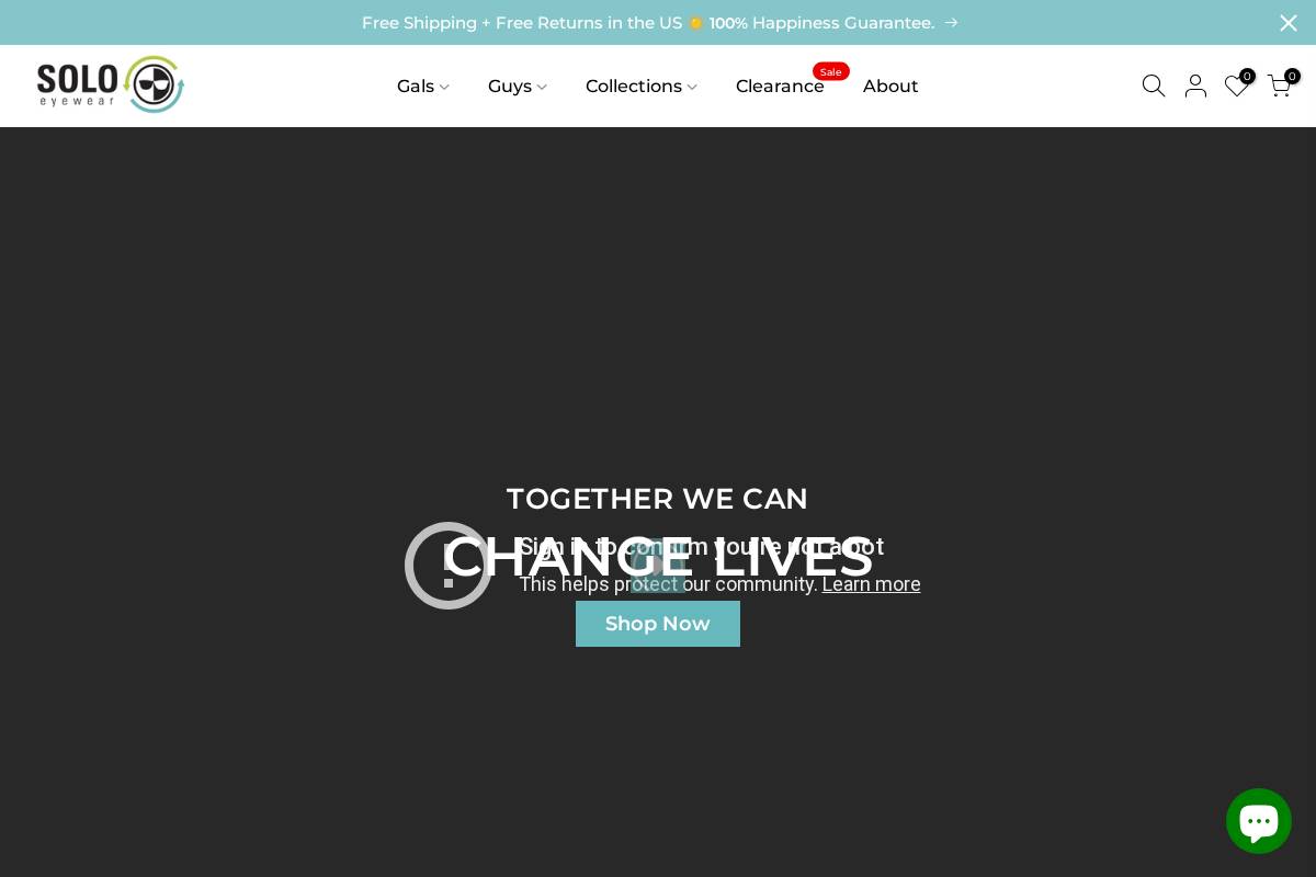 soloeyewear.com homepage screenshot