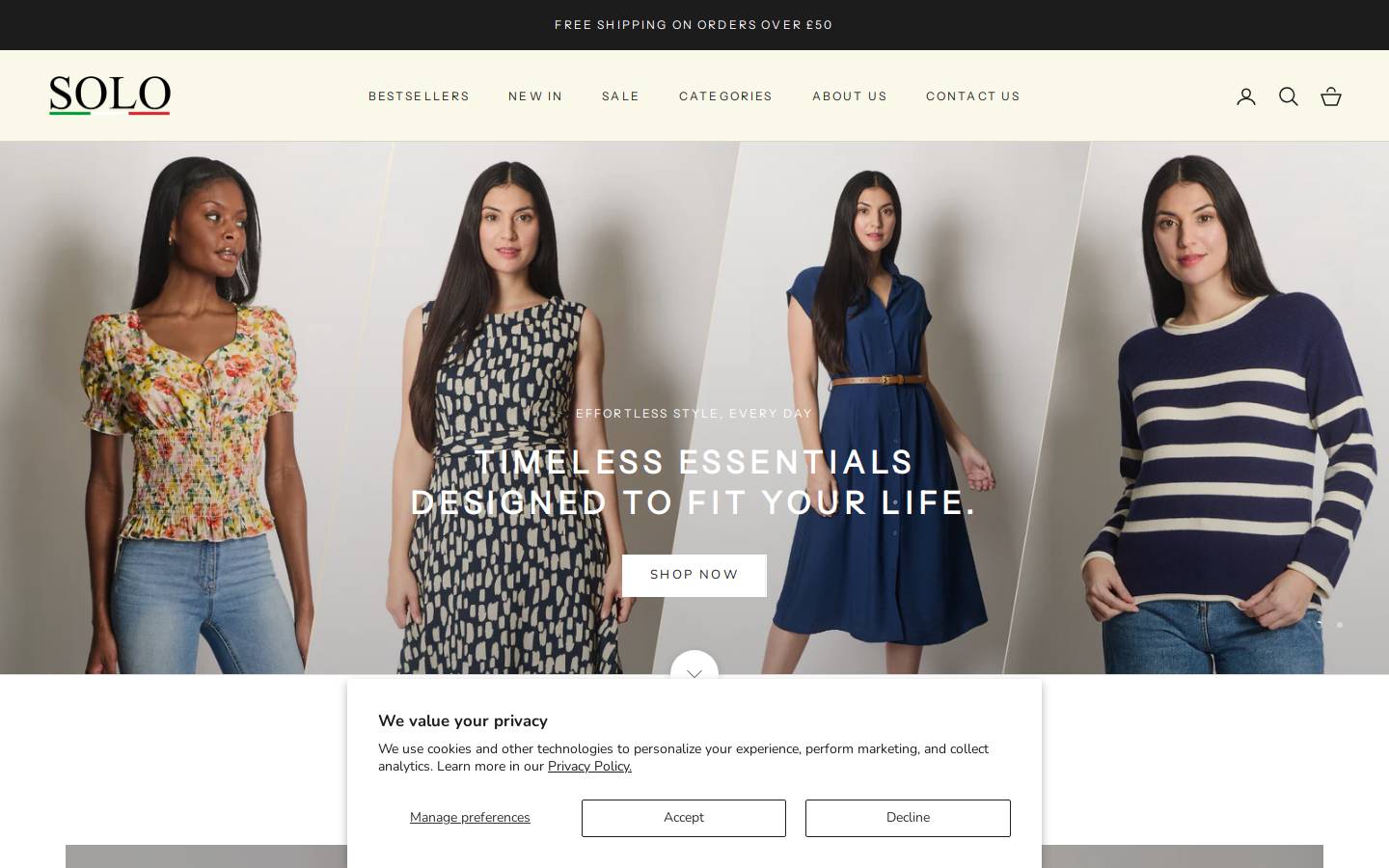 solofashion.co.uk homepage screenshot