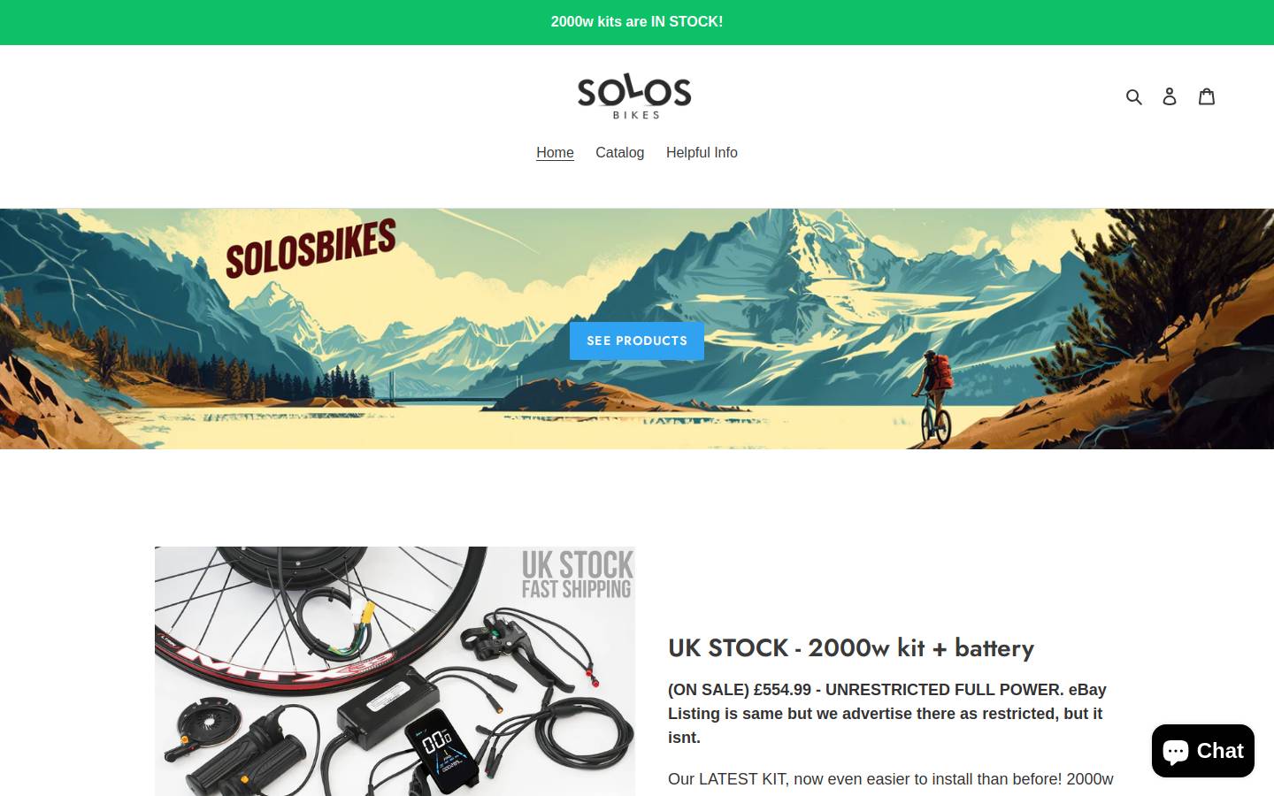 solosbikes.com homepage screenshot