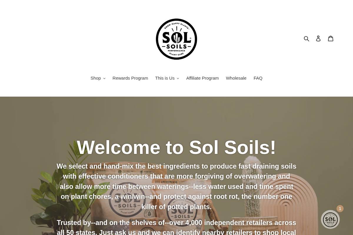 solsoils.com homepage screenshot