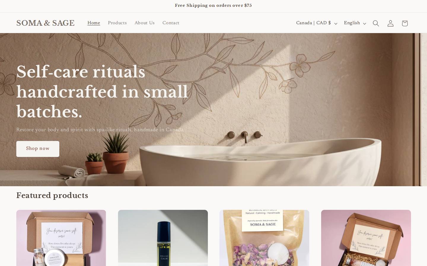 somaandsage.ca homepage screenshot